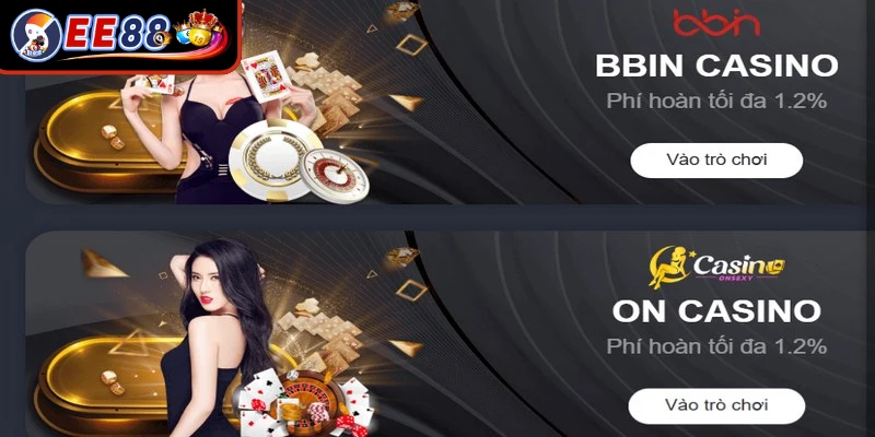 Kho giải trí tại casino EE88 quy tụ hàng trăm thể loại kinh điển